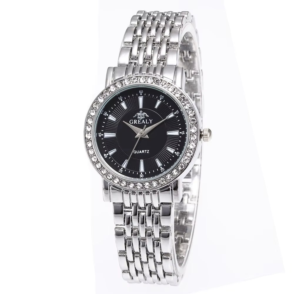 New Casual Watches Women Luxury Fashion Lovers Watch Rhinestone Stainless Steel Quartz Watch Men Women Gift Business Wristwatch