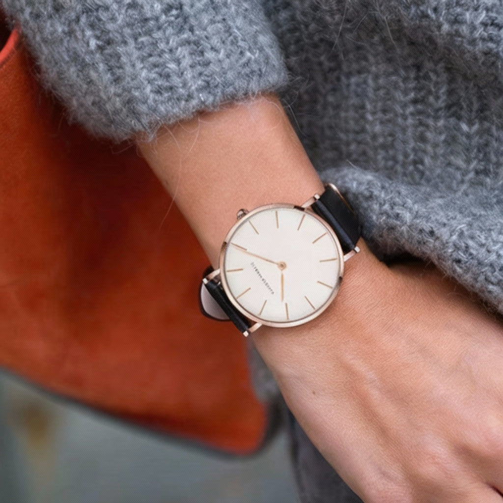 Top Brand Women Waterproof Wrist Watches 36Mm Fashion Luxury Ultra Thin Leather Creative Rose Gold Ladies Watches