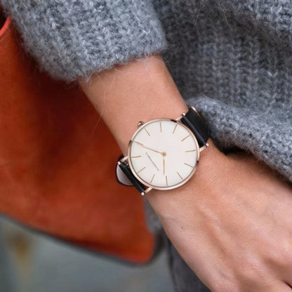 Top Brand Women Waterproof Wrist Watches 36Mm Fashion Luxury Ultra Thin Leather Creative Rose Gold Ladies Watches